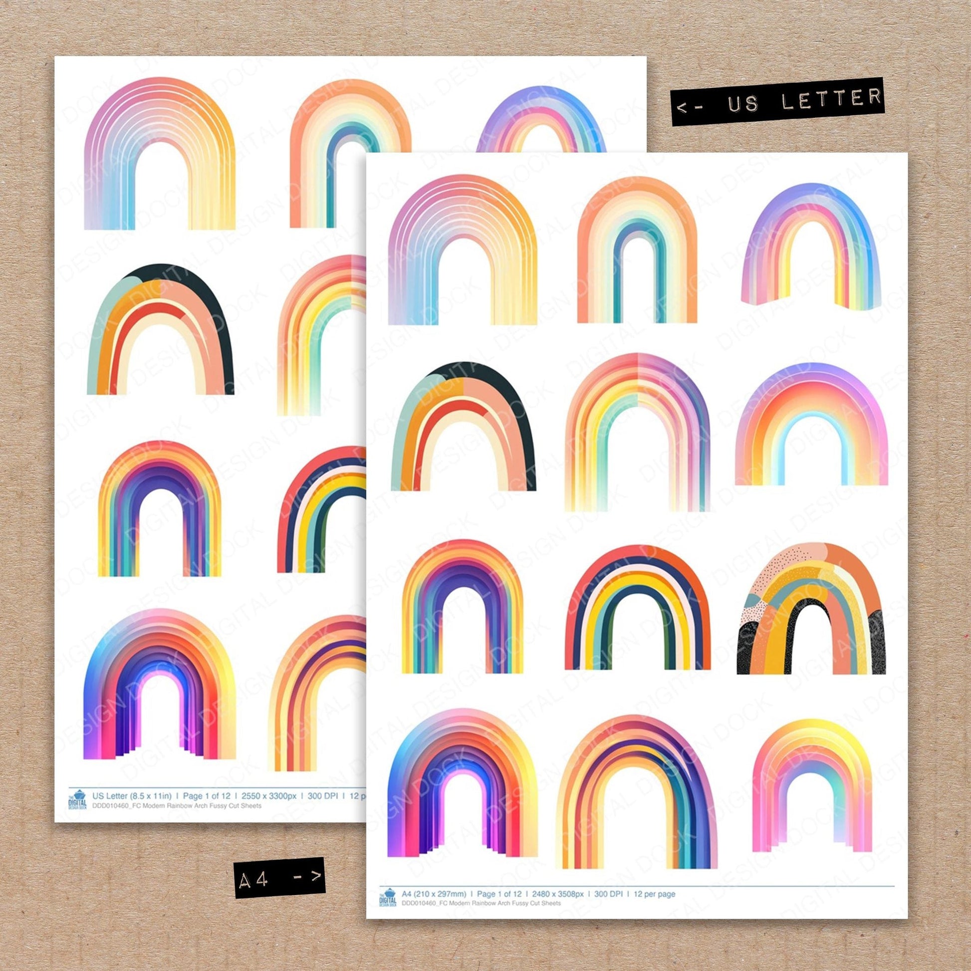 DDD010460_FC Modern Rainbow Arch Fussy Cut Sheets