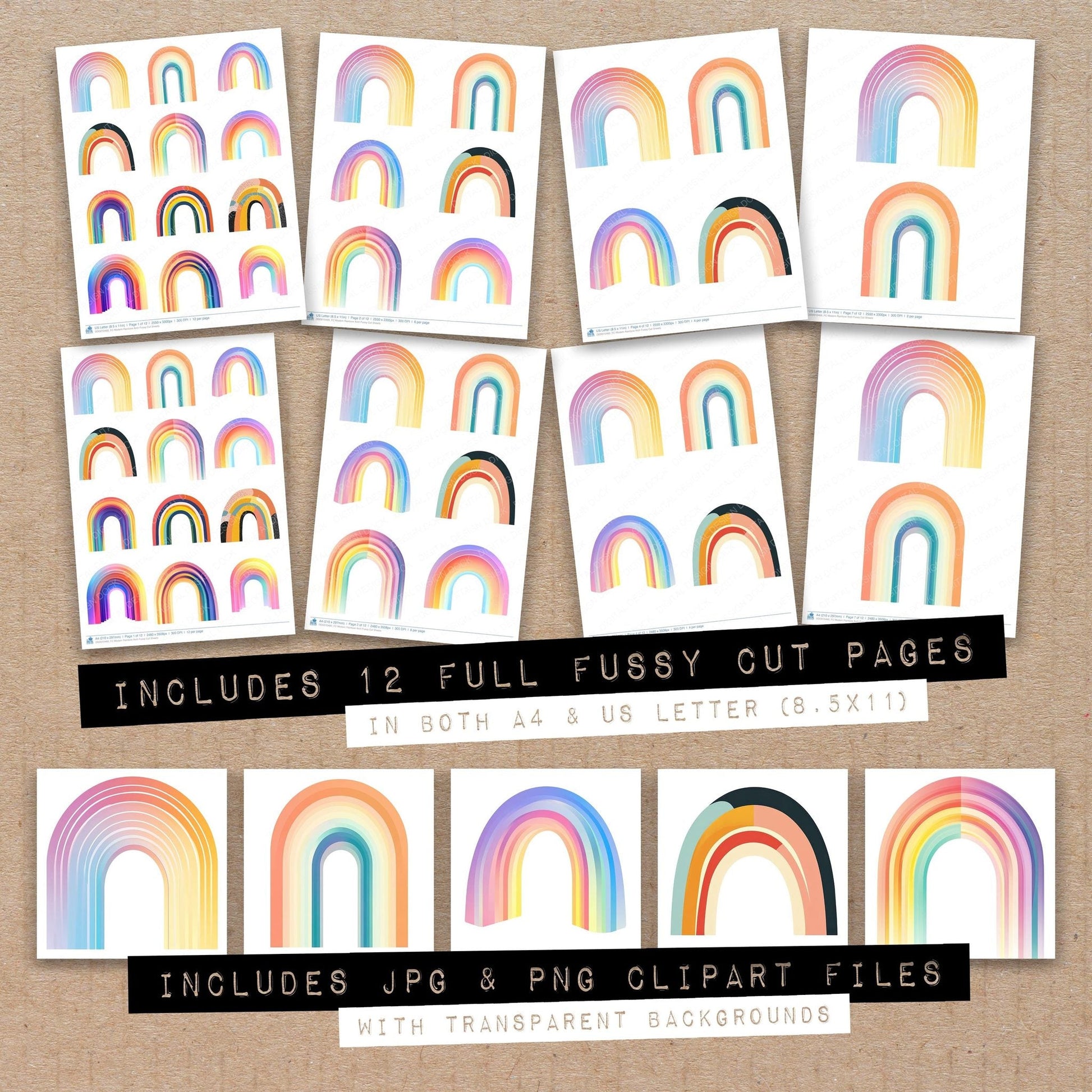 DDD010460_FC Modern Rainbow Arch Fussy Cut Sheets