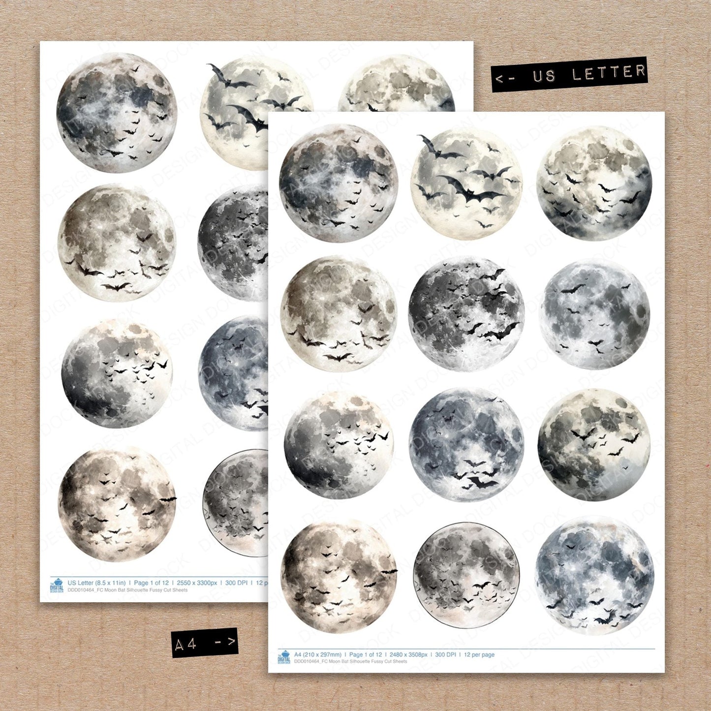 DDD010464_FC Moon Bat Silhouette Fussy Cut Sheets