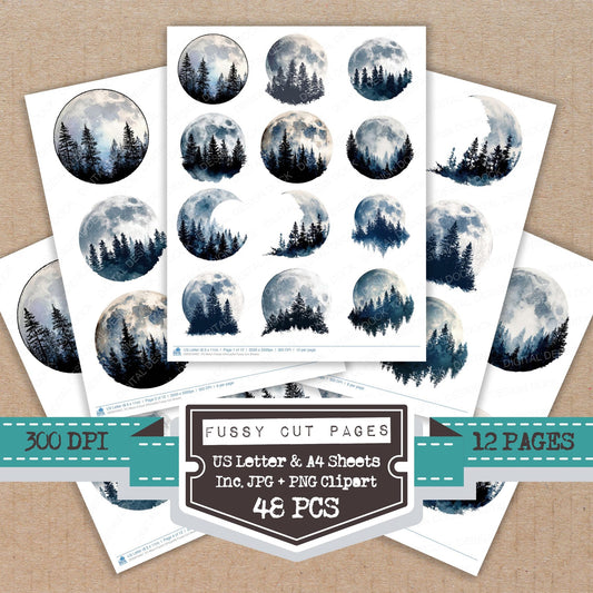 Moon Forest Silhouette Fussy Cut Sheets (DDD010467)