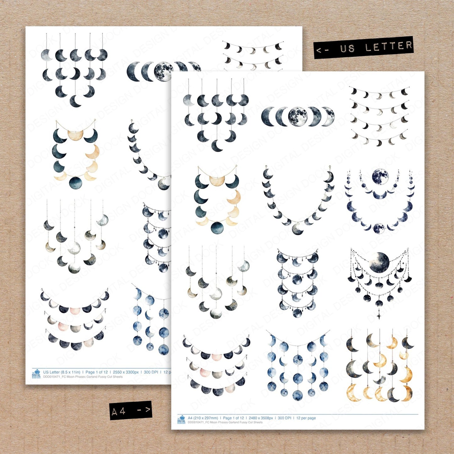 Moon Phases Garland Fussy Cut Sheets (DDD010471)