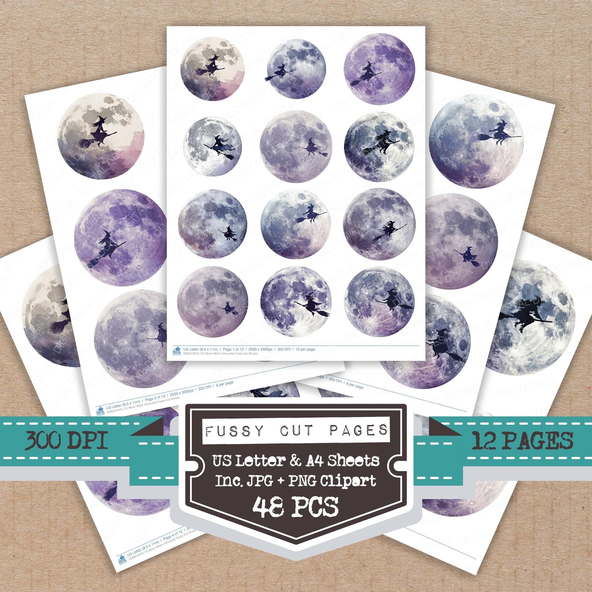 DDD010473_FC Moon Witch Silhouette Fussy Cut Sheets