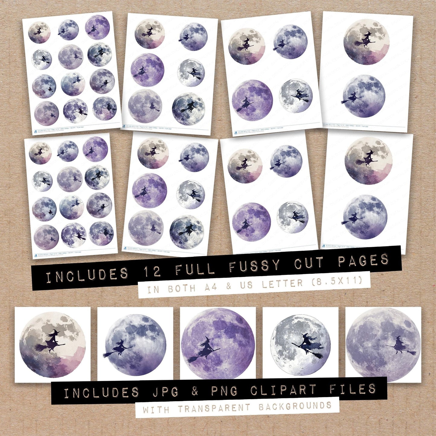 DDD010473_FC Moon Witch Silhouette Fussy Cut Sheets