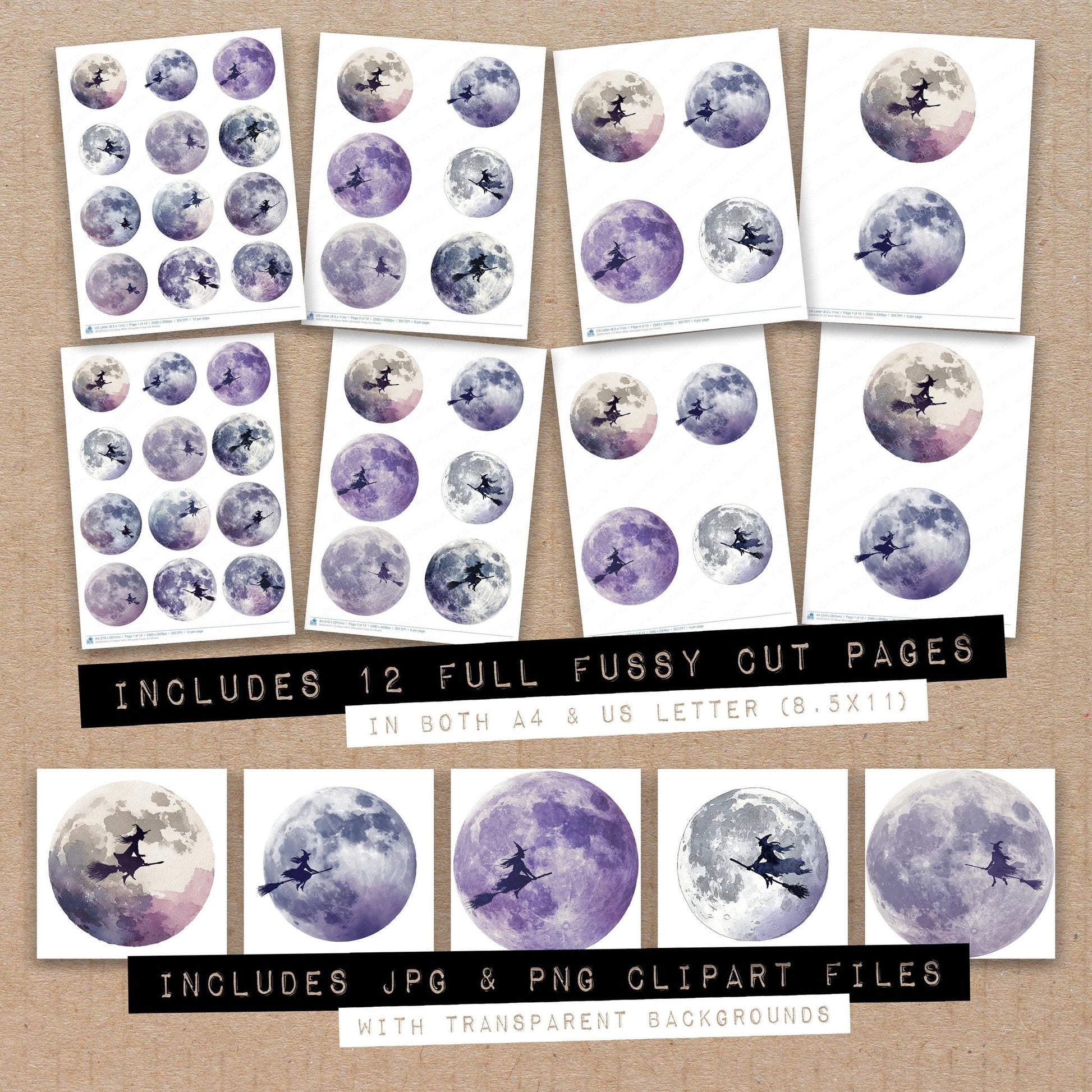 DDD010473_FC Moon Witch Silhouette Fussy Cut Sheets