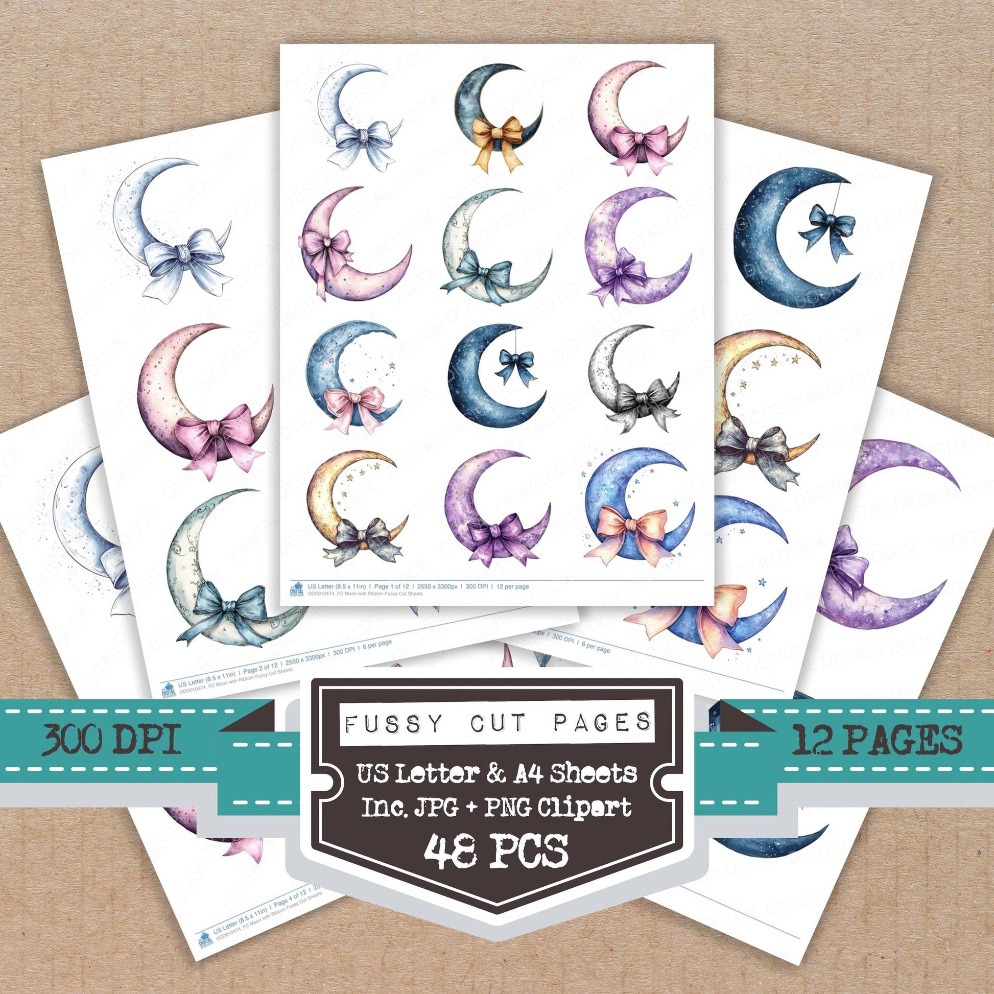 DDD010474_FC Moon with Ribbon Fussy Cut Sheets