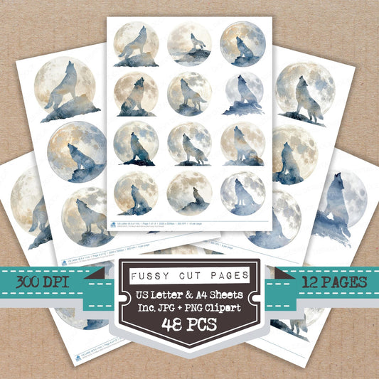 DDD010475_FC Moon Wolf Silhouette Fussy Cut Sheets