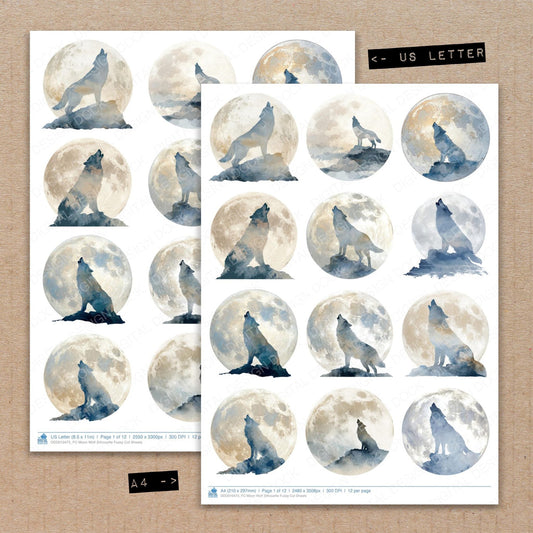 DDD010475_FC Moon Wolf Silhouette Fussy Cut Sheets