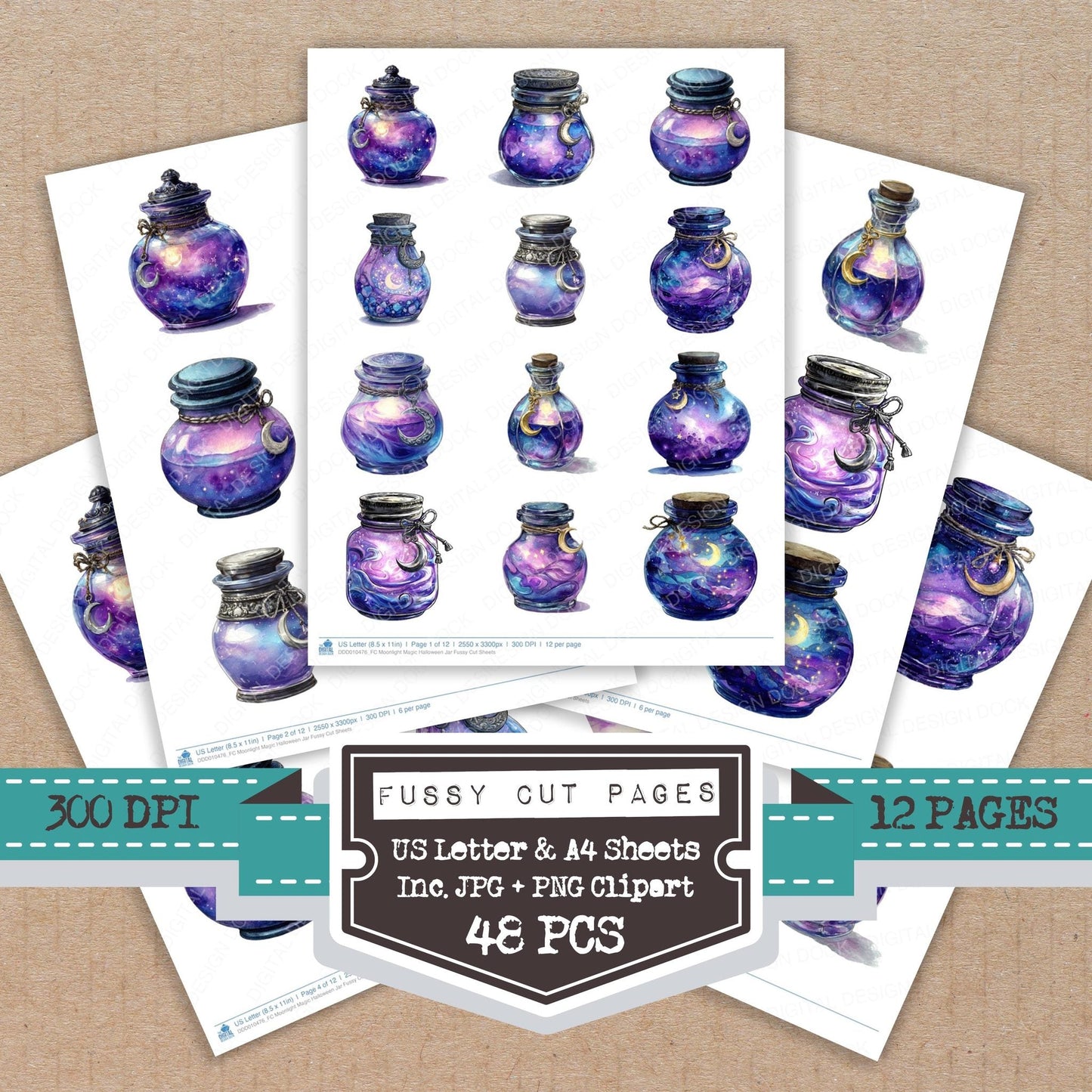 DDD010476_FC Moonlight Magic Halloween Jar Fussy Cut Sheets