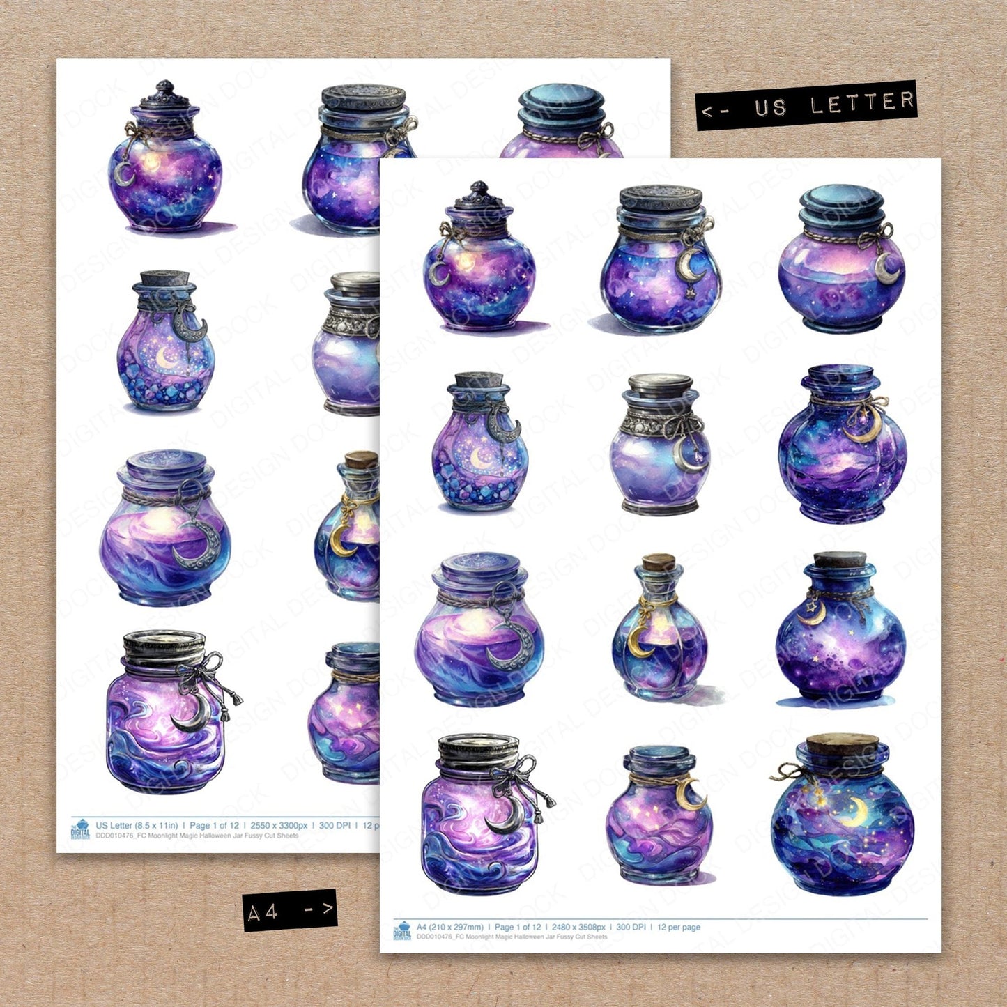 DDD010476_FC Moonlight Magic Halloween Jar Fussy Cut Sheets