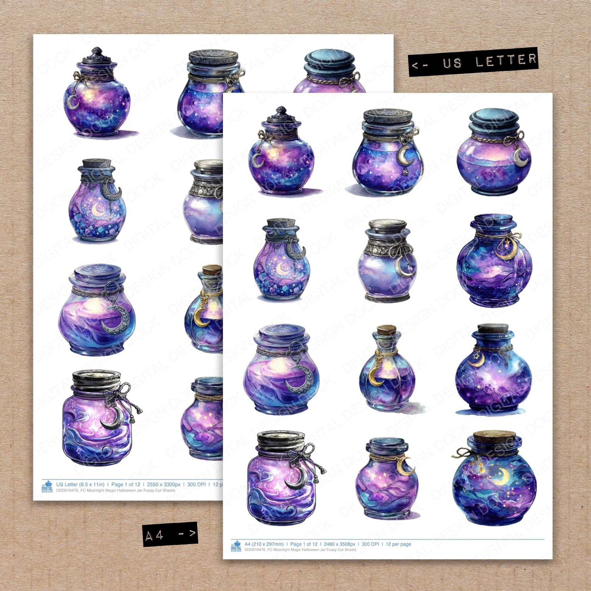 DDD010476_FC Moonlight Magic Halloween Jar Fussy Cut Sheets