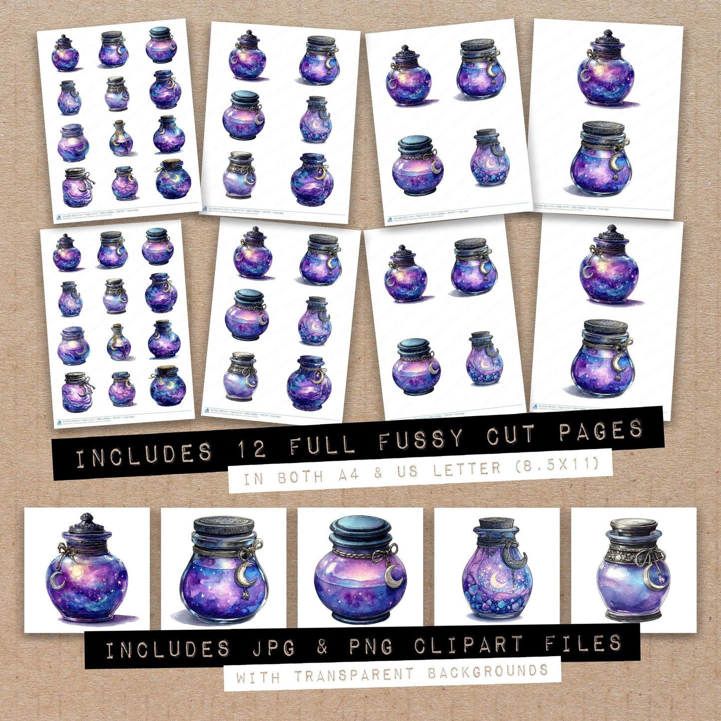 DDD010476_FC Moonlight Magic Halloween Jar Fussy Cut Sheets