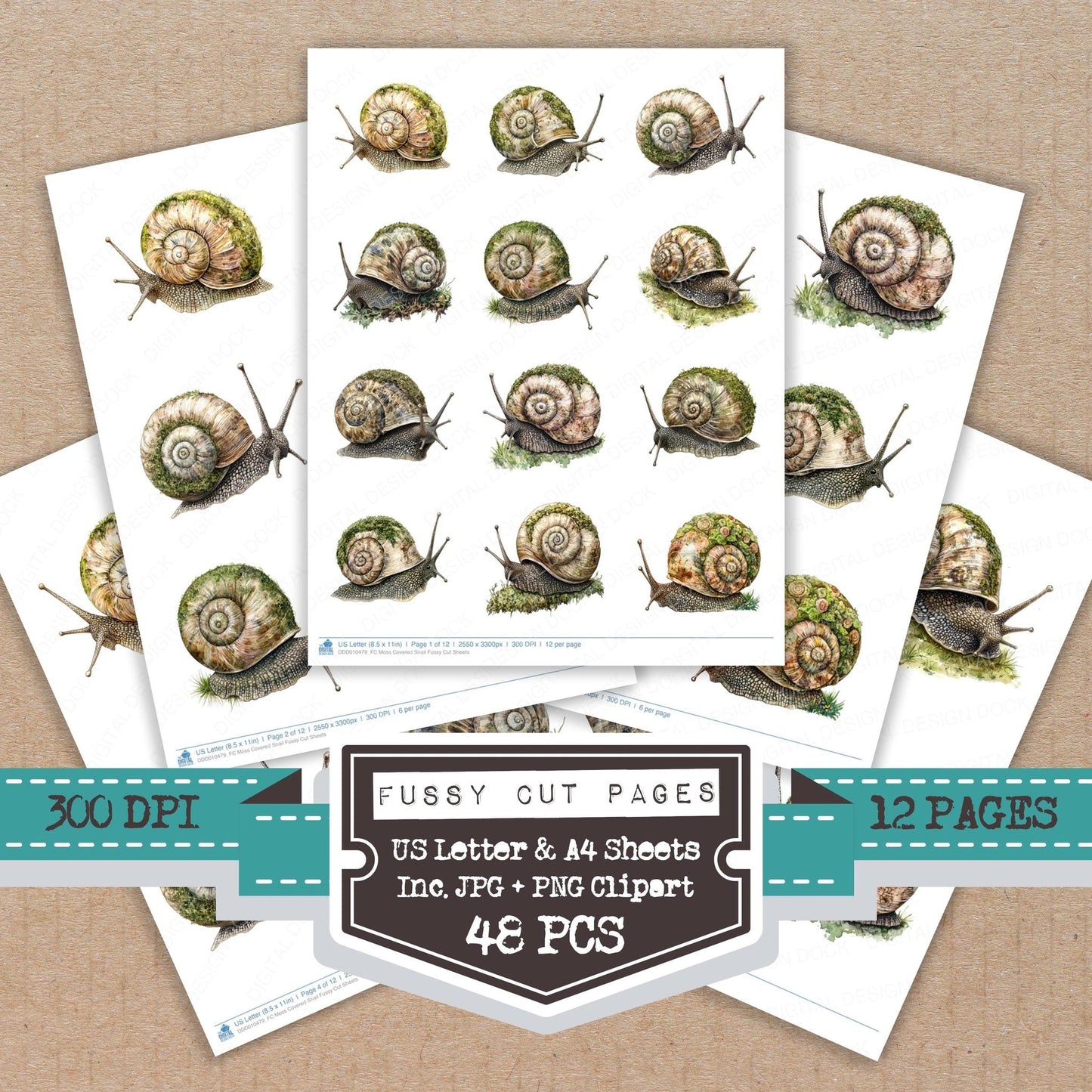 DDD010479_FC Moss Covered Snail Fussy Cut Sheets