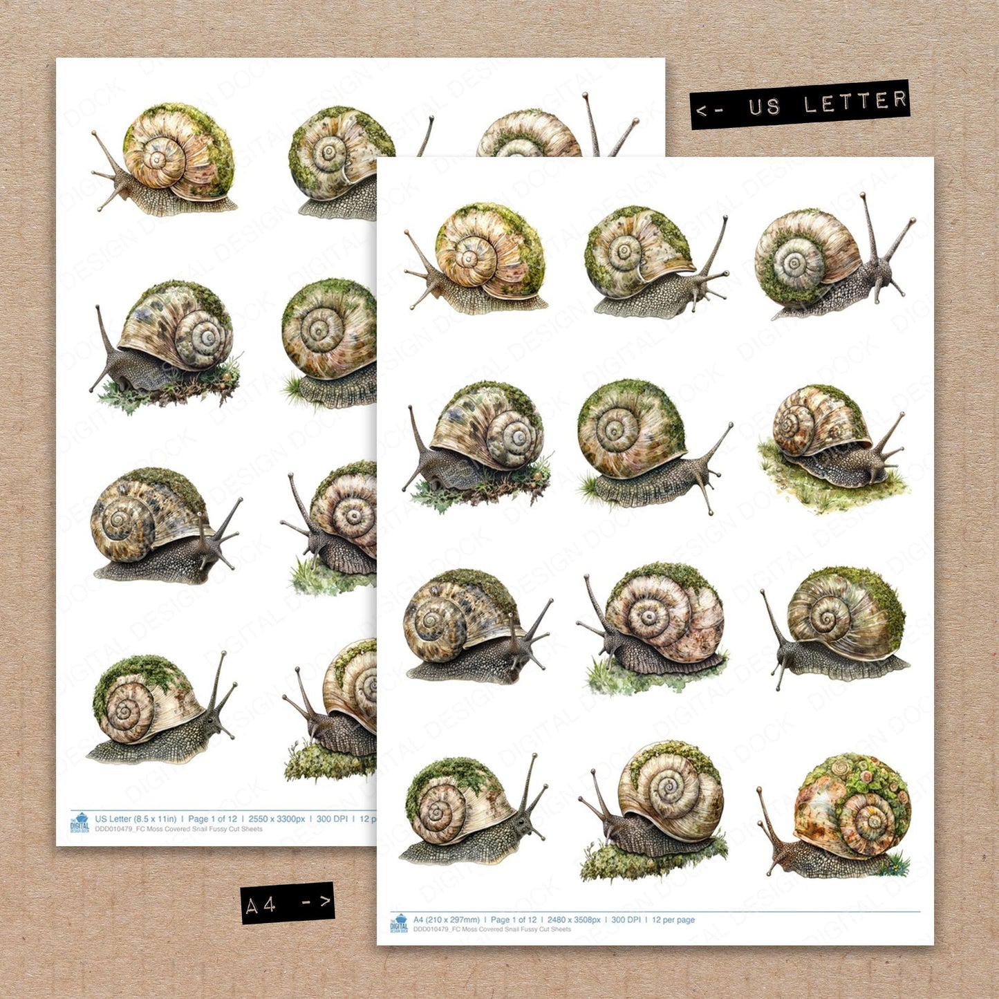 DDD010479_FC Moss Covered Snail Fussy Cut Sheets