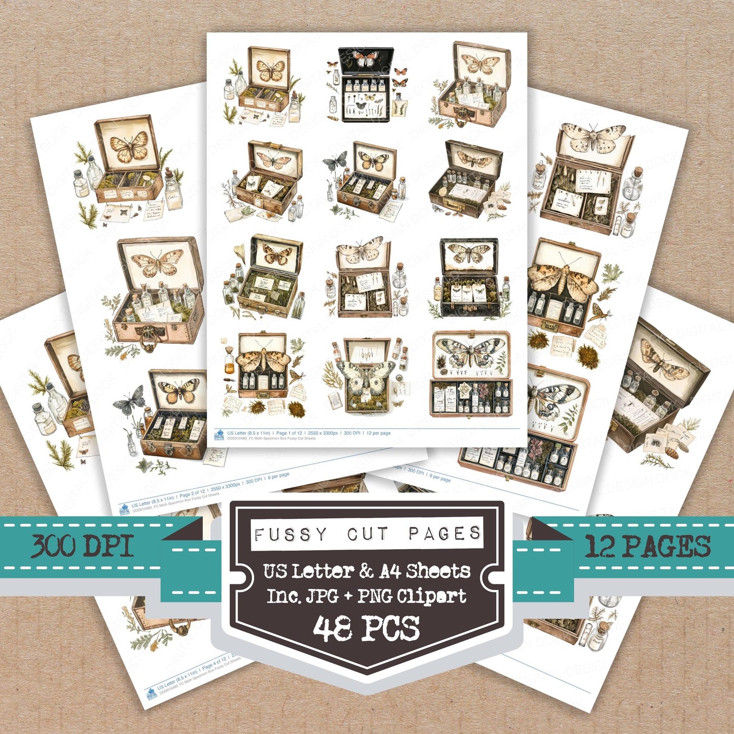 Moth Specimen Box Fussy Cut Sheets (DDD010480)