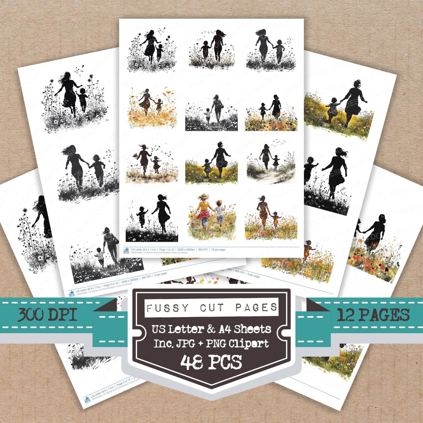 DDD010481_FC Mother and Child Meadow Fussy Cut Sheets