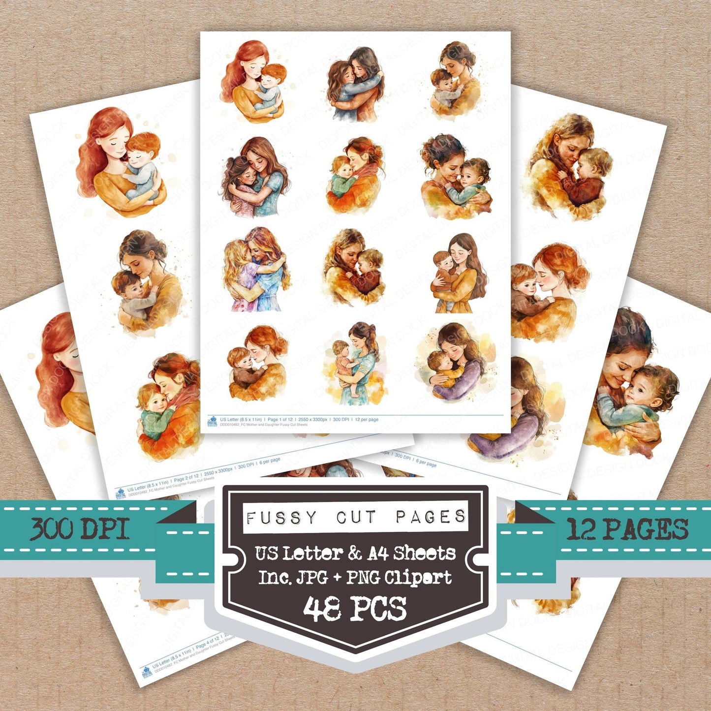 DDD010482_FC Mother and Daughter Fussy Cut Sheets