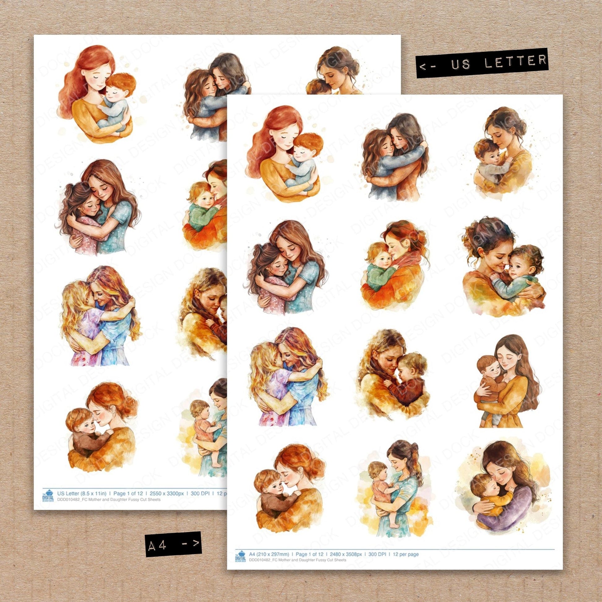 DDD010482_FC Mother and Daughter Fussy Cut Sheets