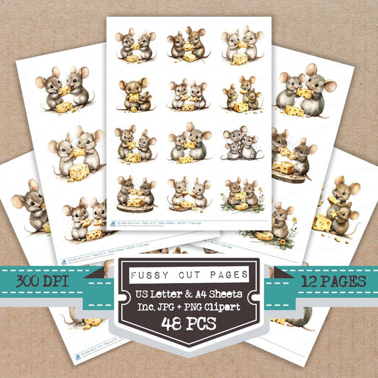 DDD010486_FC Mouse Family Cheese Fussy Cut Sheets