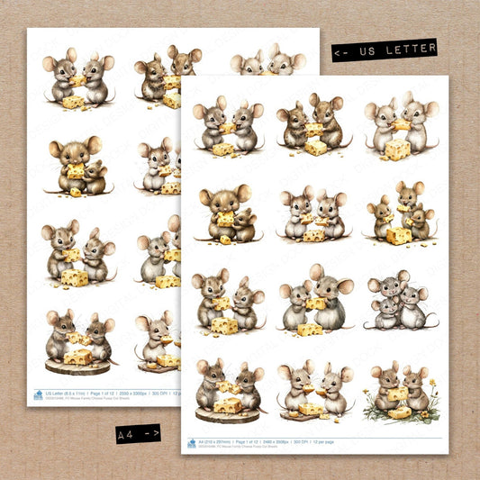 DDD010486_FC Mouse Family Cheese Fussy Cut Sheets