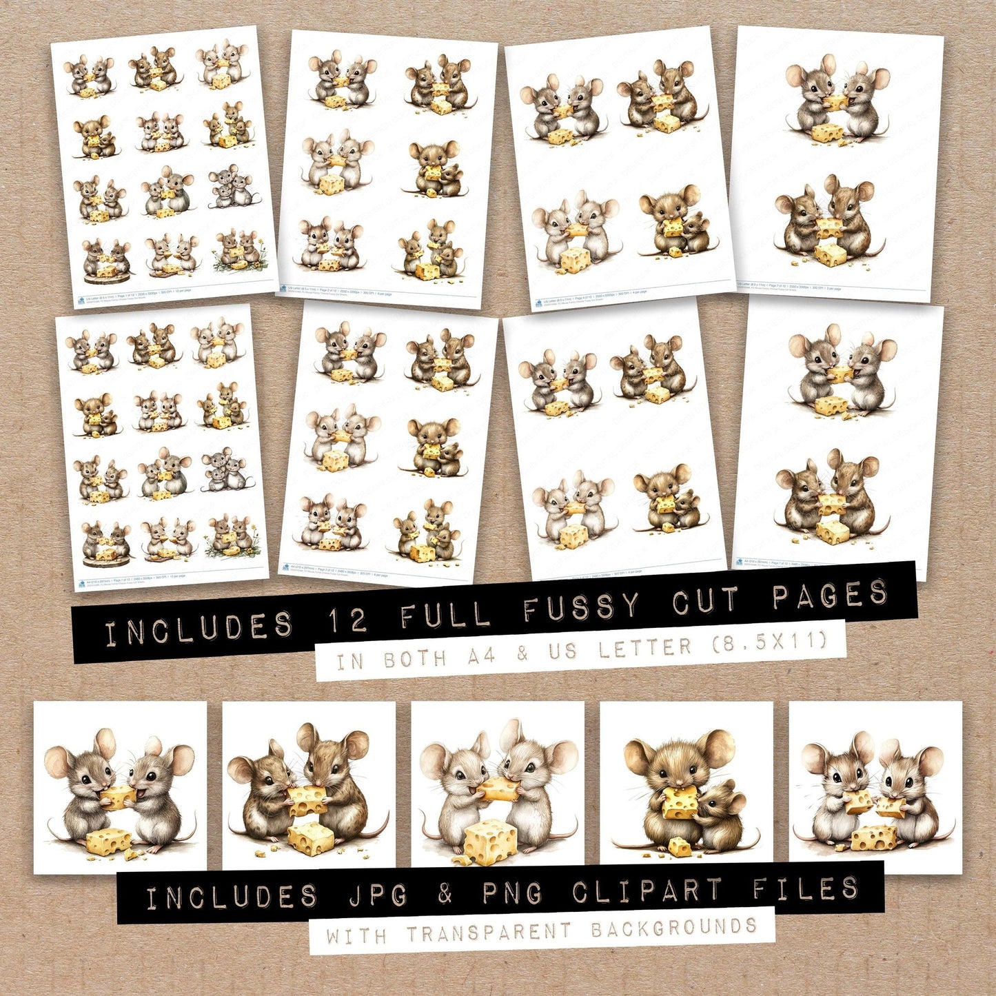 DDD010486_FC Mouse Family Cheese Fussy Cut Sheets
