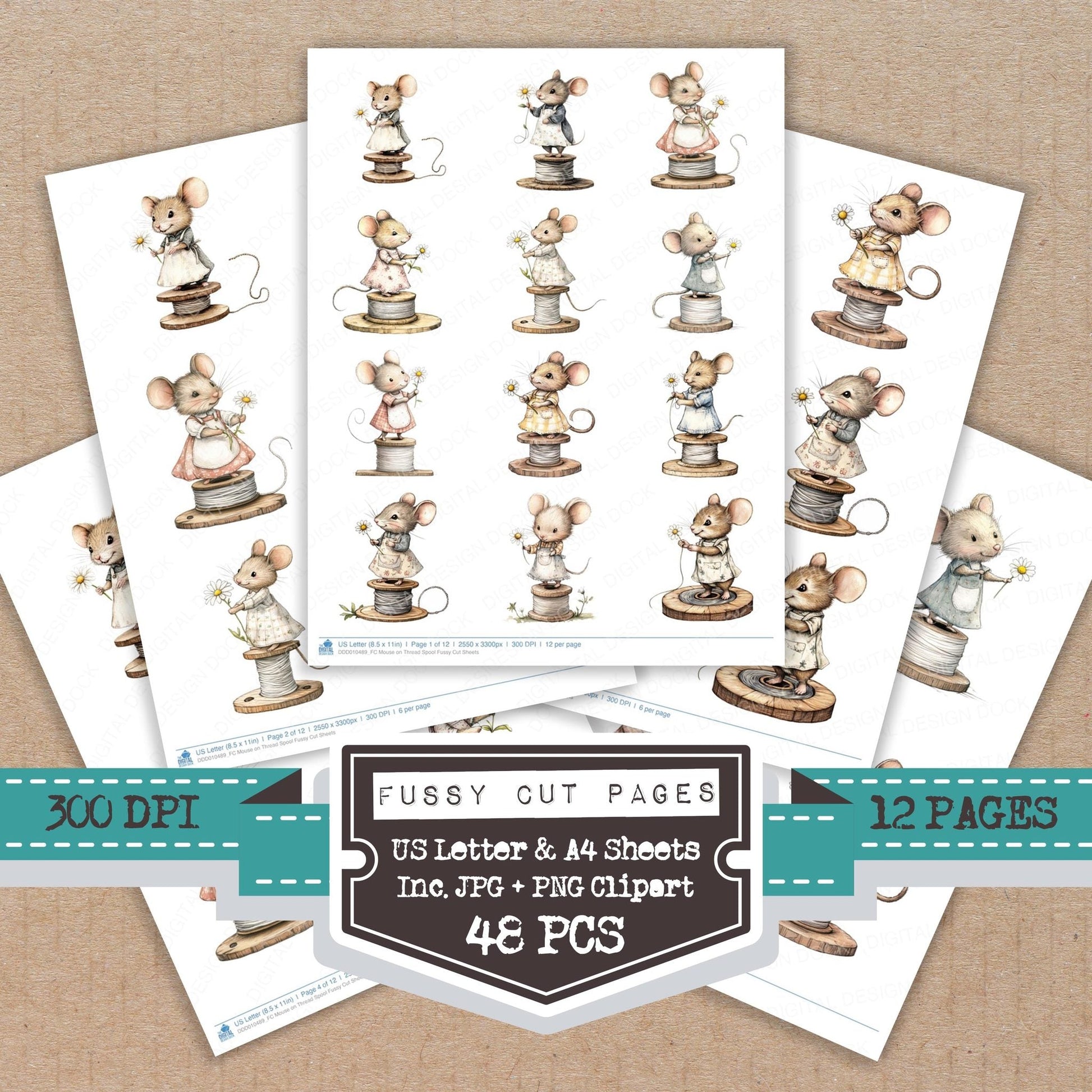 DDD010489_FC Mouse on Thread Spool Fussy Cut Sheets