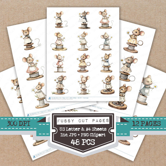 DDD010489_FC Mouse on Thread Spool Fussy Cut Sheets