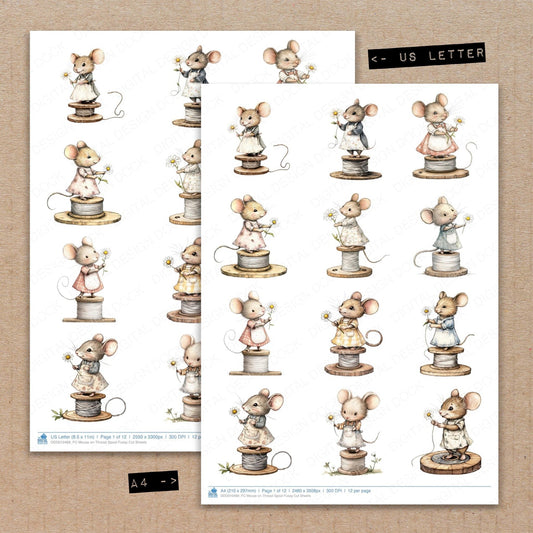 DDD010489_FC Mouse on Thread Spool Fussy Cut Sheets