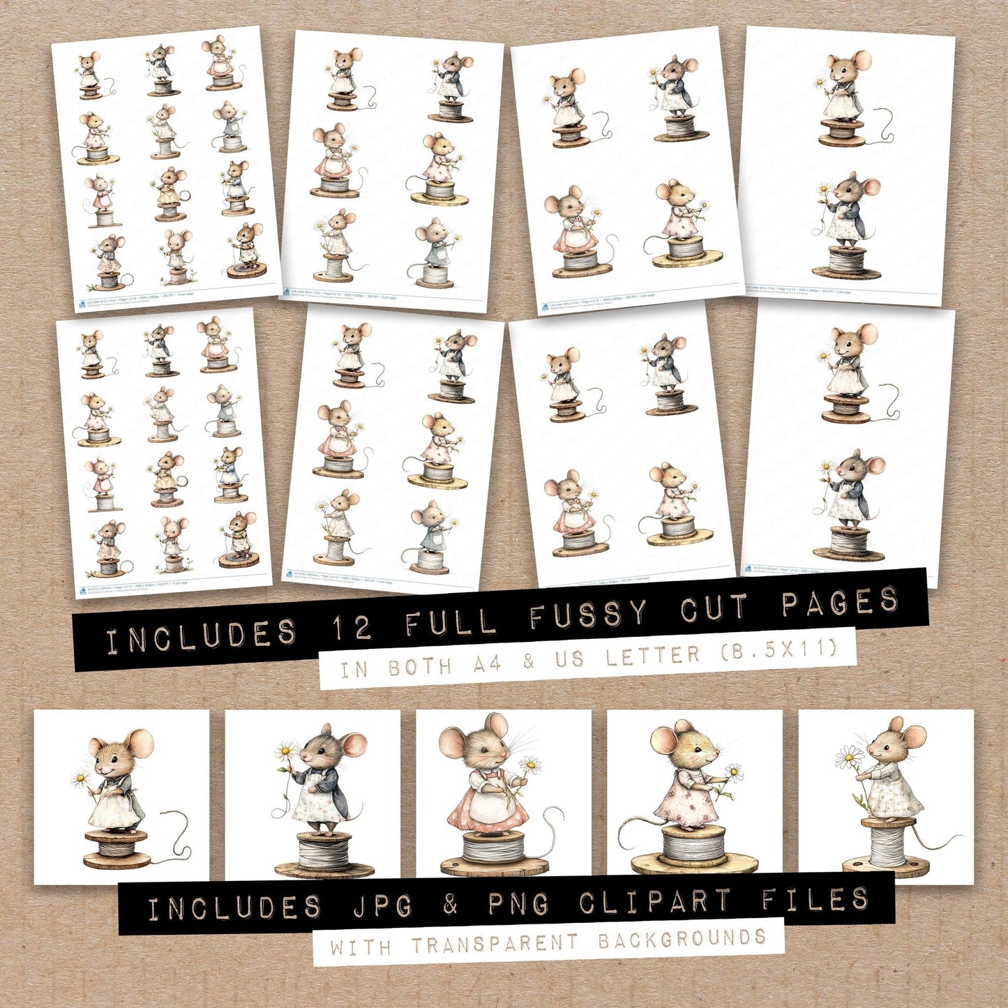 DDD010489_FC Mouse on Thread Spool Fussy Cut Sheets