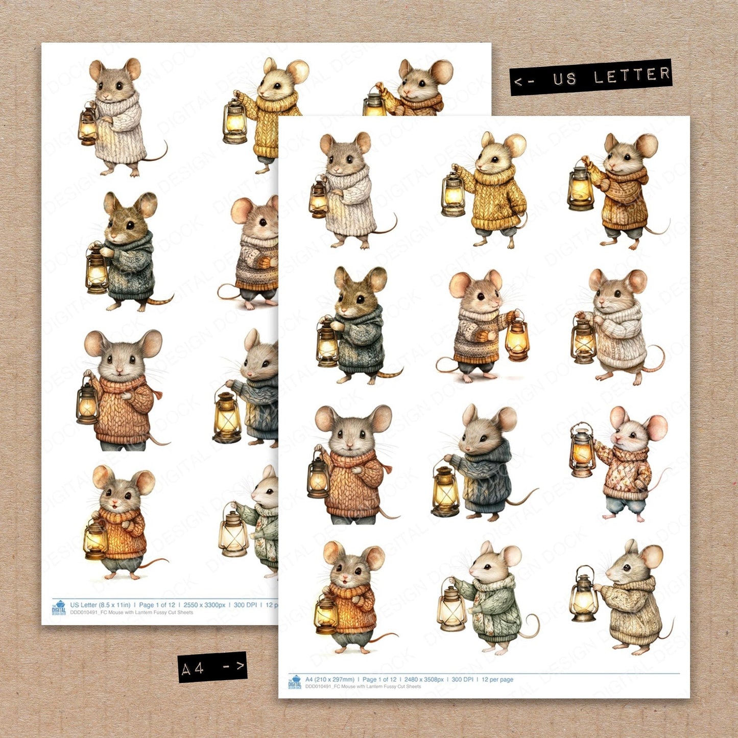 DDD010491_FC Mouse with Lantern Fussy Cut Sheets