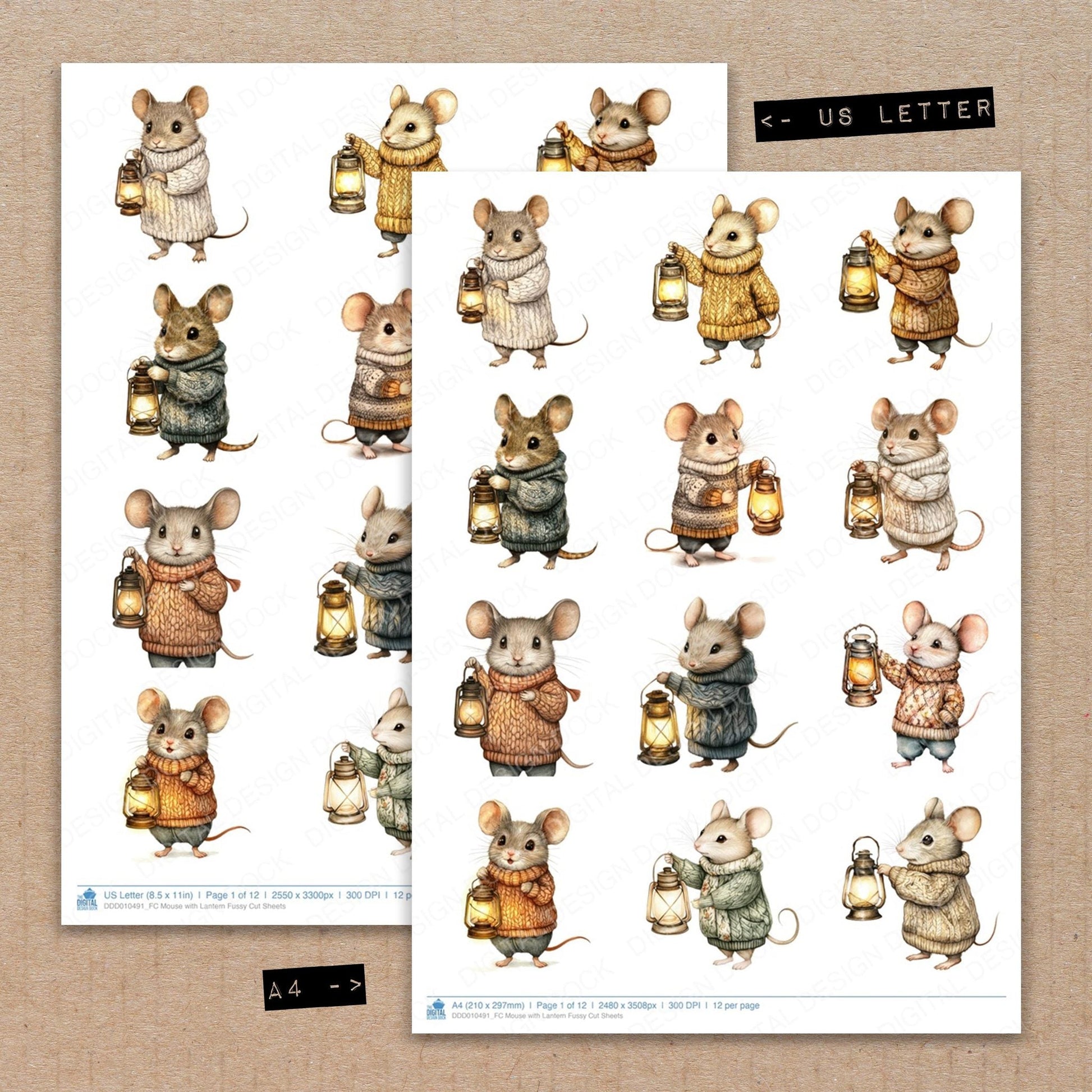 DDD010491_FC Mouse with Lantern Fussy Cut Sheets