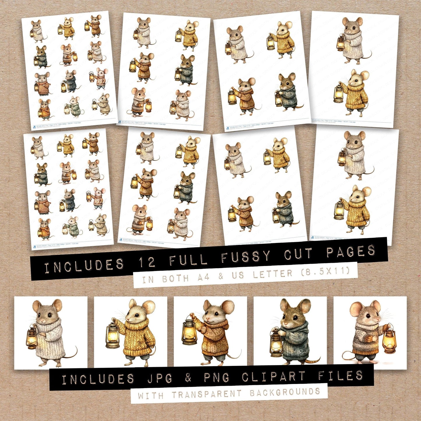 DDD010491_FC Mouse with Lantern Fussy Cut Sheets