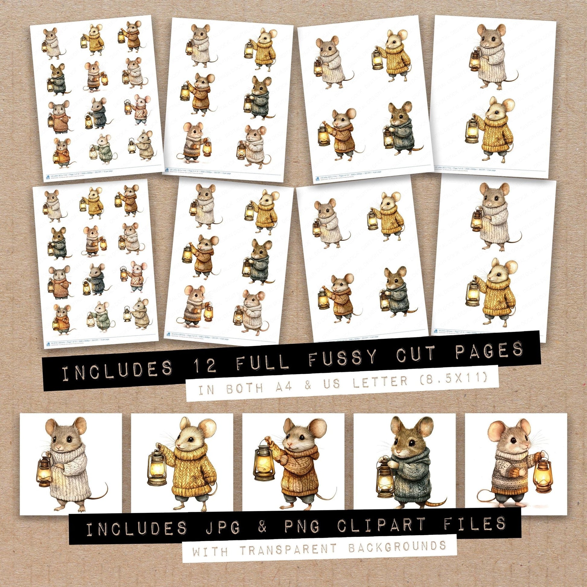 DDD010491_FC Mouse with Lantern Fussy Cut Sheets