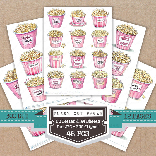 DDD010493_FC Movie Night Popcorn Fussy Cut Sheets