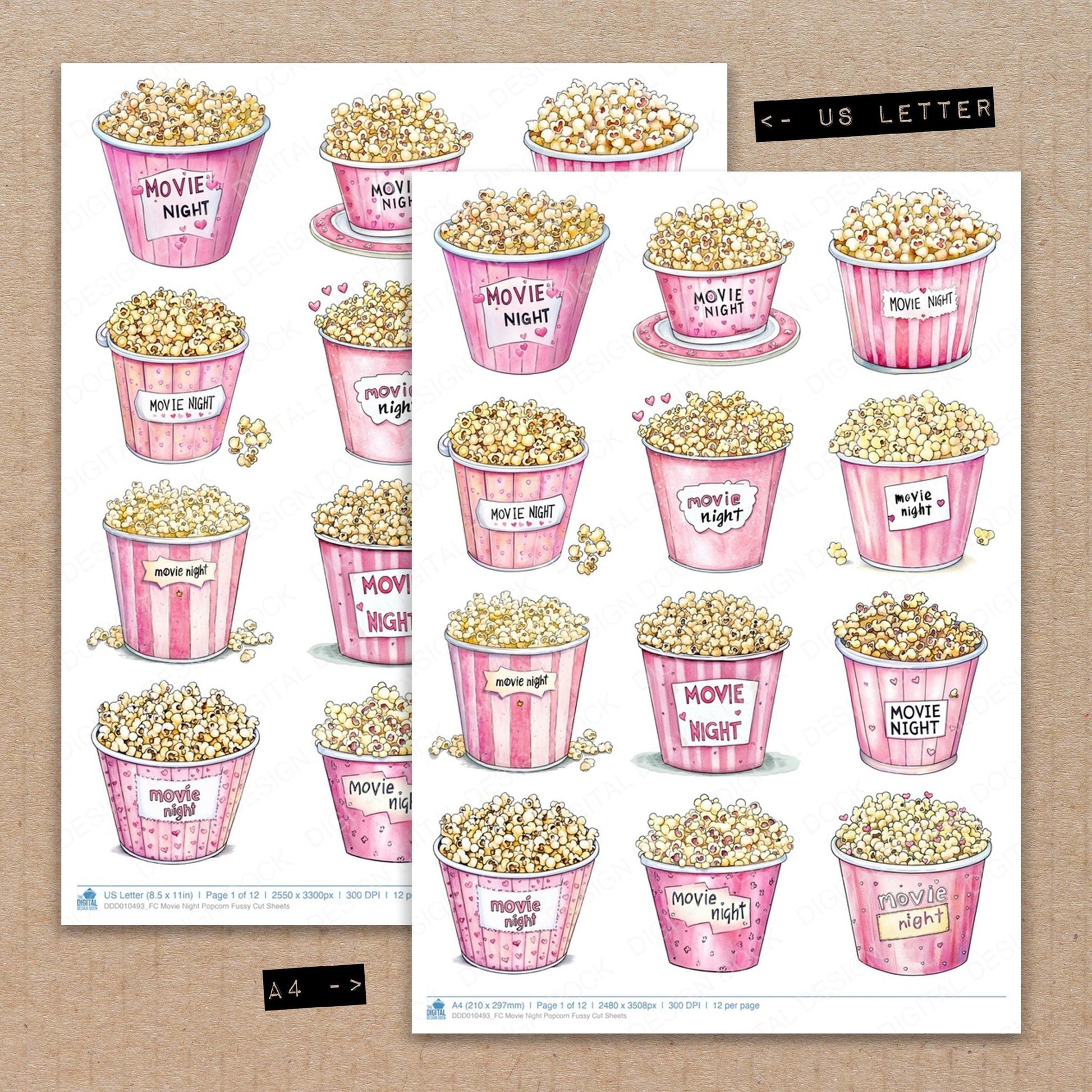 DDD010493_FC Movie Night Popcorn Fussy Cut Sheets