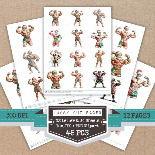 DDD010494_FC Muscle Man Father Christmas Fussy Cut Sheets