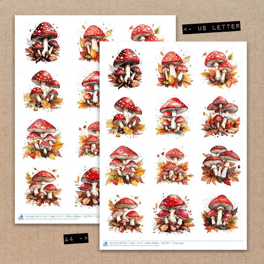 DDD010495_FC Mushroom Cluster with Leaves Fussy Cut Sheets