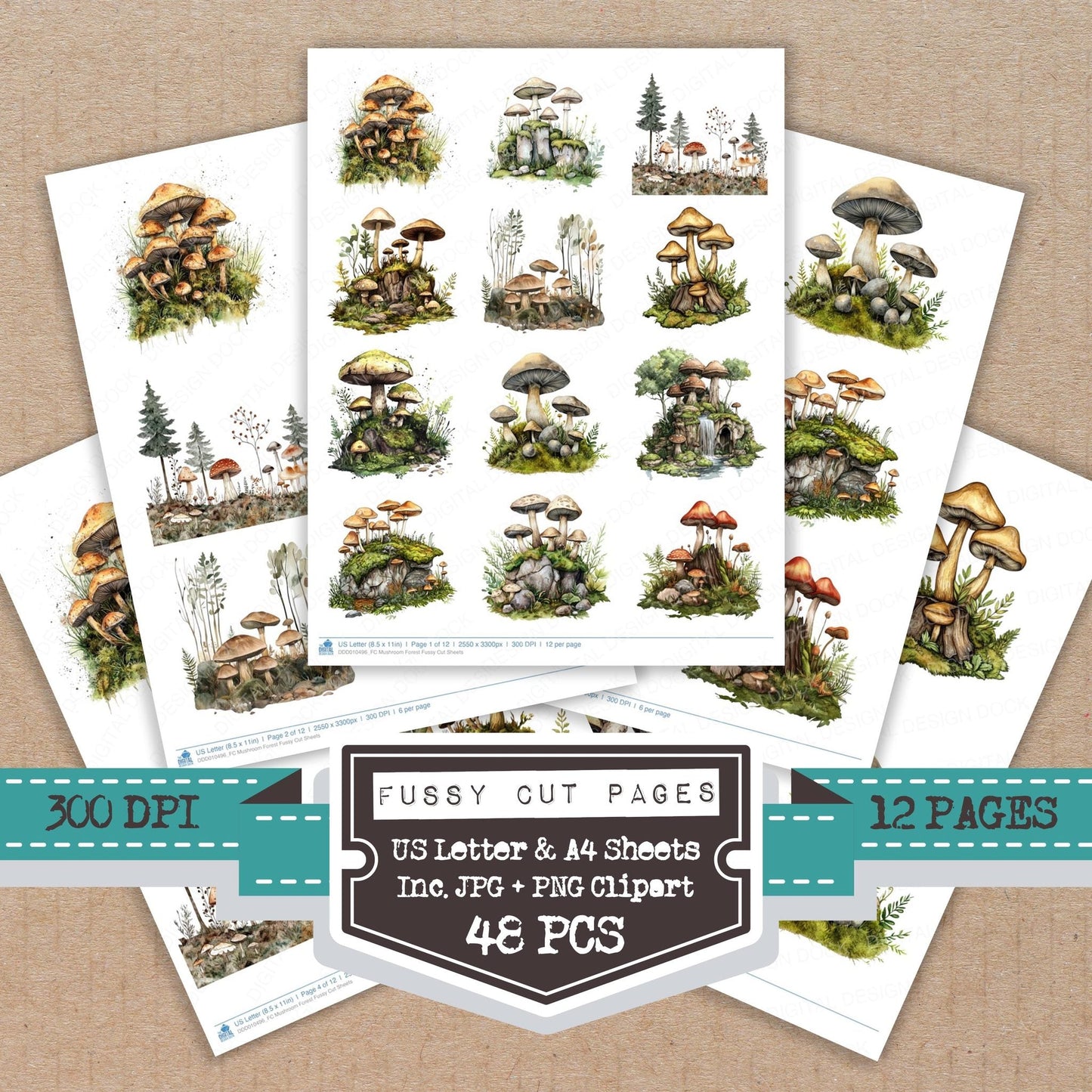 DDD010496_FC Mushroom Forest Fussy Cut Sheets