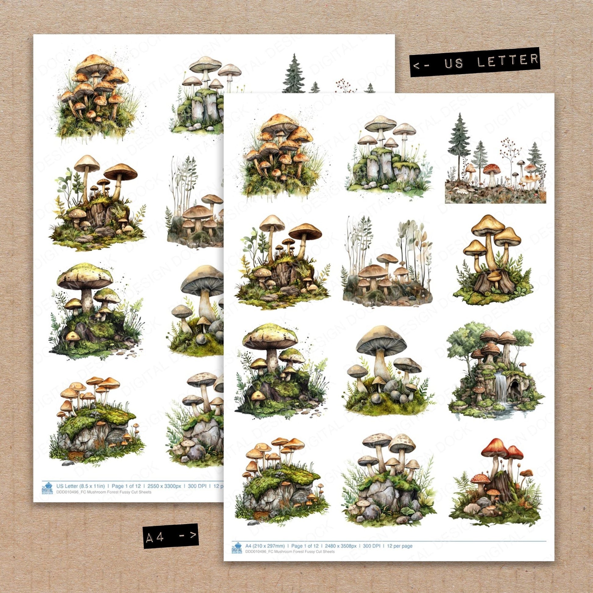 DDD010496_FC Mushroom Forest Fussy Cut Sheets
