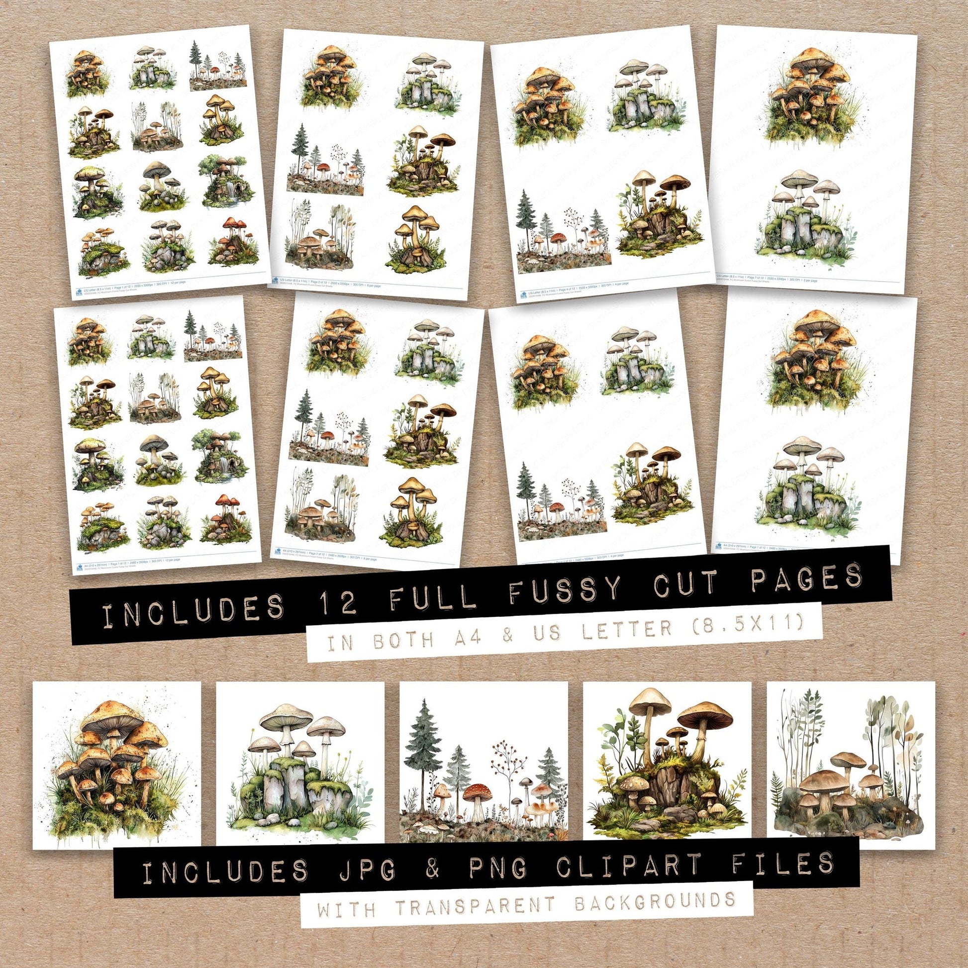 DDD010496_FC Mushroom Forest Fussy Cut Sheets