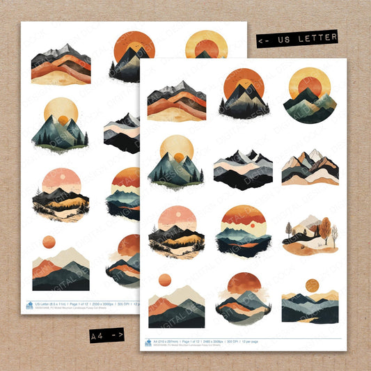 DDD010498_FC Muted Mountain Landscape Fussy Cut Sheets