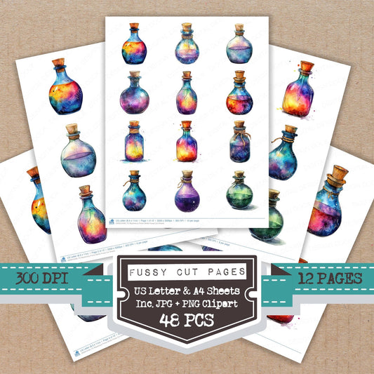 DDD010499_FC Mysterious Potion Bottle Fussy Cut Sheets