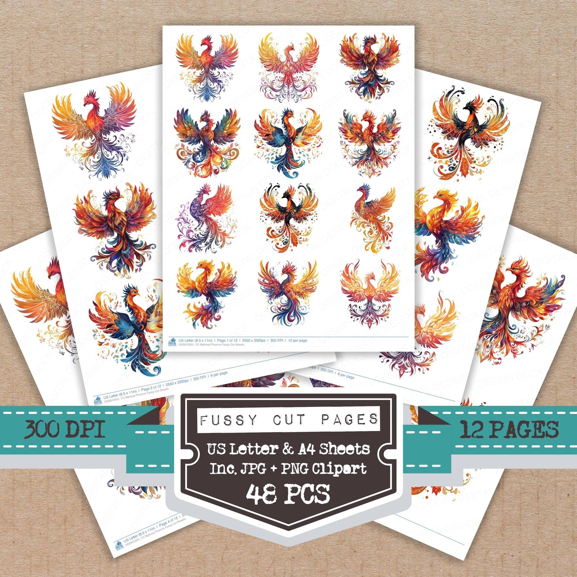 DDD010501_FC Mythical Phoenix Fussy Cut Sheets