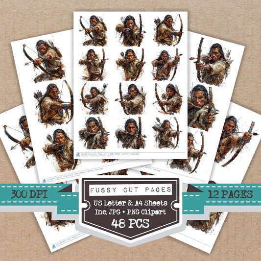 DDD010502_FC Native American Hunter Fussy Cut Sheets