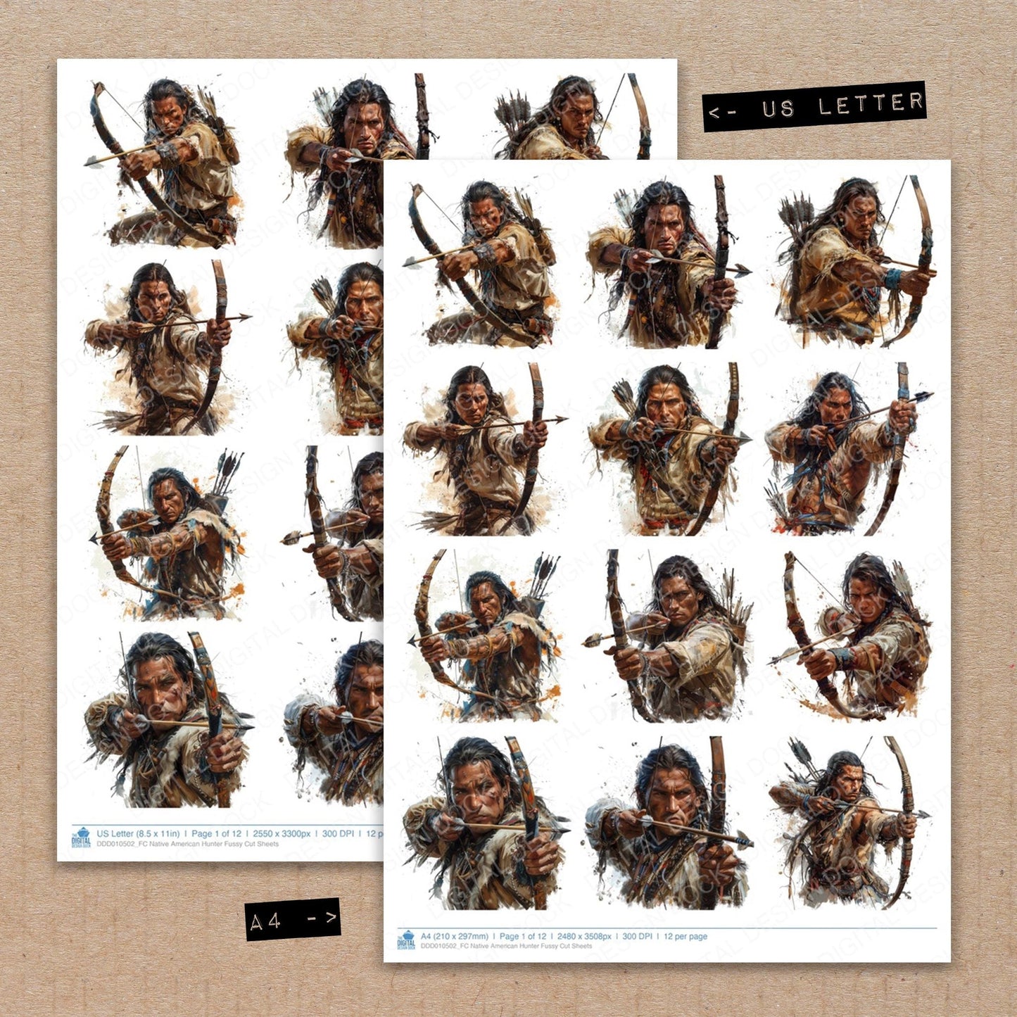 DDD010502_FC Native American Hunter Fussy Cut Sheets