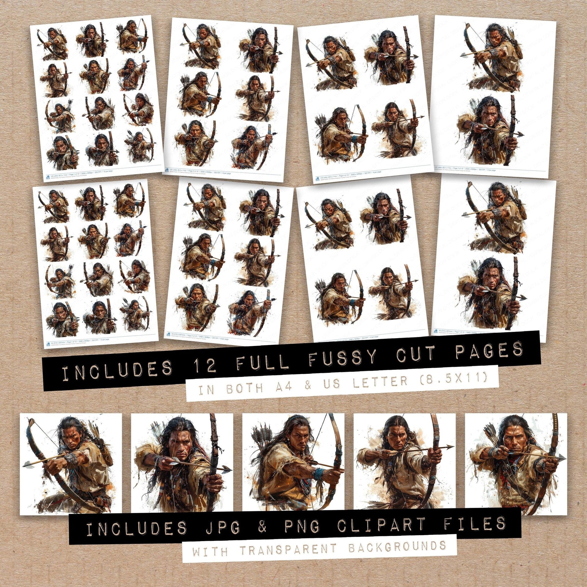 DDD010502_FC Native American Hunter Fussy Cut Sheets