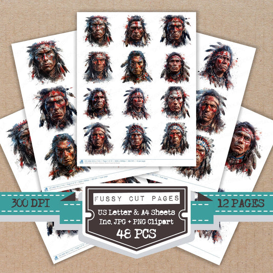 DDD010503_FC Native American Warrior Fussy Cut Sheets