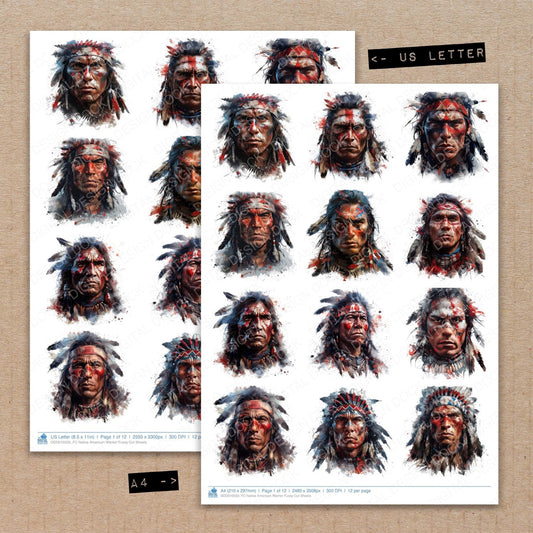 DDD010503_FC Native American Warrior Fussy Cut Sheets