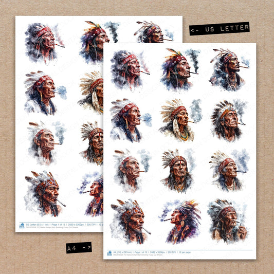 DDD010506_FC Native Indian Man Smoking Fussy Cut Sheets