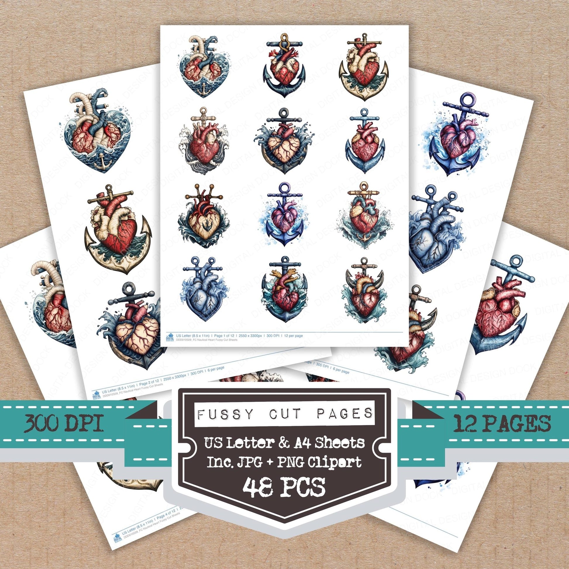 DDD010509_FC Nautical Heart Fussy Cut Sheets