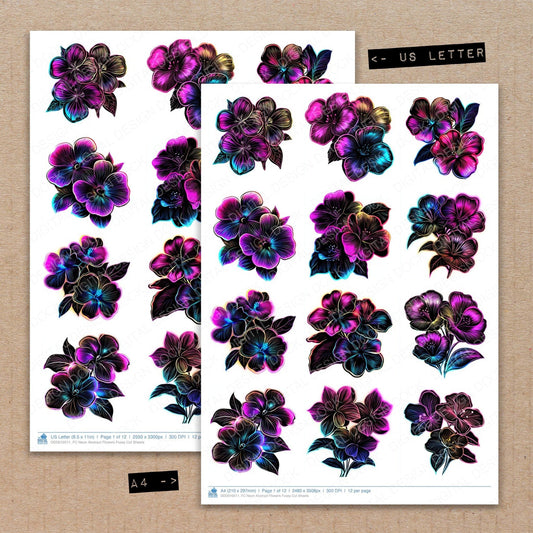 DDD010511_FC Neon Abstract Flowers Fussy Cut Sheets